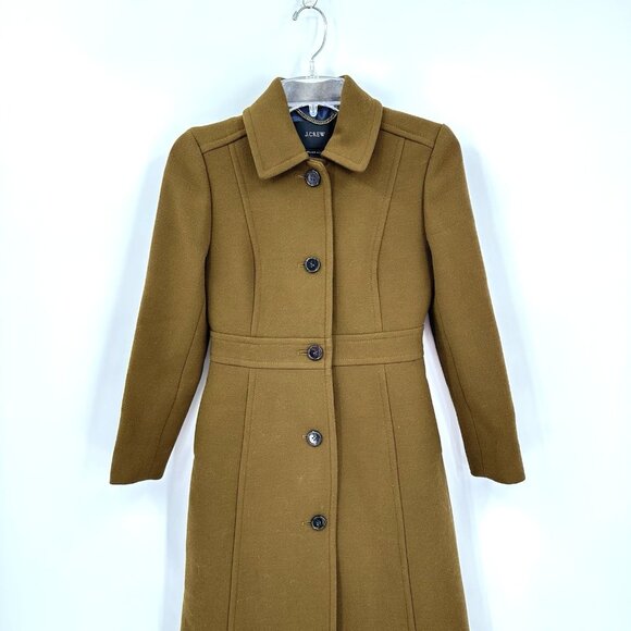 J CREW car coat dark brown italian wool 00P outerwear knee length preppy - Picture 3 of 13